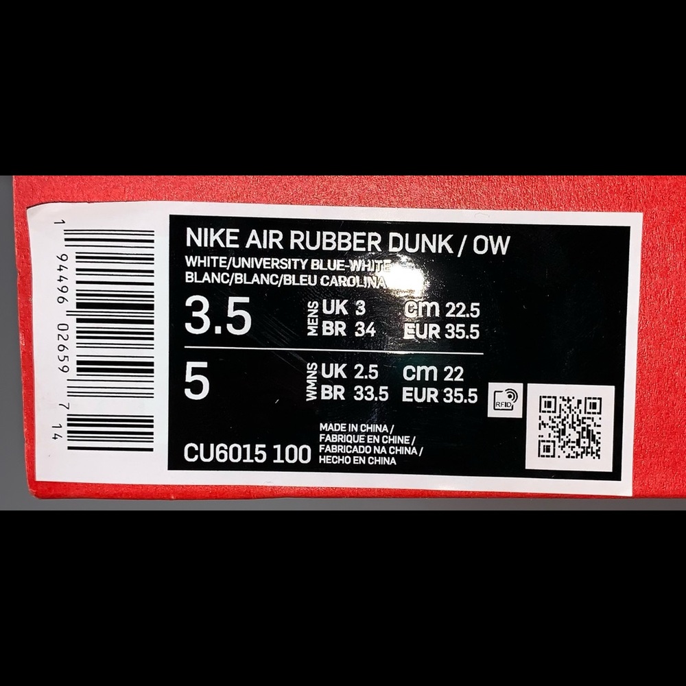 Nike Off White Dunk Ruber UNC Blue - Picture 11 of 11